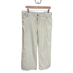 Pure Color Women's Beige Linen‎ Blend Wide Leg Pants Size 32 Beach Vacation